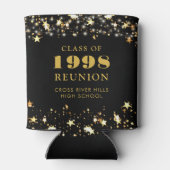 クラス懇親会ブラック金ゴールドスターパーソナライズされた 缶クーラー (裏面)