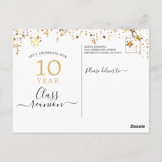 クラス懇親会ブラック金ゴールドスターライトナイズ ポストカード (裏面)