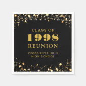 クラス懇親会ブラック金ゴールド パーソナライズされた スタンダードカクテルナプキン (正面)