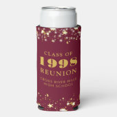 クラス懇親会ブルゴーニュ金ゴールドスターズパーソナライズされた スリム缶クーラー (Seltzer正面)