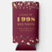 クラス懇親会ブルゴーニュ金ゴールドスターズパーソナライズされた スリム缶クーラー (正面)