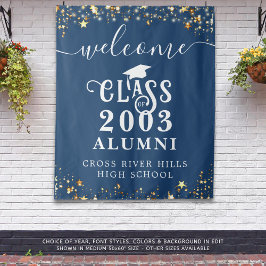 クラス懇親会ブルーウェルカムクラス年度卒業生 タペストリー