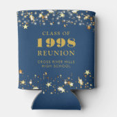 クラス懇親会ブルー金ゴールドスターパーソナライズされた 缶クーラー (裏面)