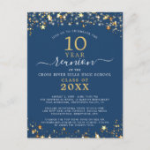 クラス懇親会ブルー金ゴールドスターライトナイズ ポストカード (正面)