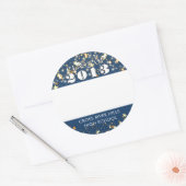 クラス懇親会ブルー金ゴールド星名タグ ラウンドシール (封筒)