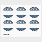 クラス懇親会ブルー金ゴールド星名タグ ラウンドシール (シート)