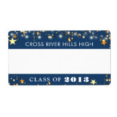 クラス懇親会ブルー金ゴールド星名タグ ラベル (正面)