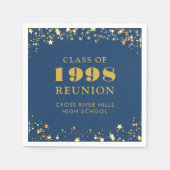 クラス懇親会ブルー金ゴールド パーソナライズされた スタンダードカクテルナプキン (正面)