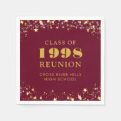 クラス懇親会マルーンパーソナライズされた金ゴールド スタンダードカクテルナプキン (正面)