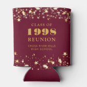 クラス懇親会マルーン金ゴールドスターズパーソナライズされた 缶クーラー (裏面)