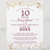 クラス懇親会マルーン金ゴールドスターズライトズ招待状 チラシ (正面)