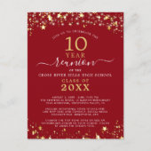 クラス懇親会レッド金ゴールドスターズ任意の年 ポストカード (正面)