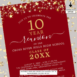 クラス懇親会レッド金ゴールドスターズ任意の年 招待状