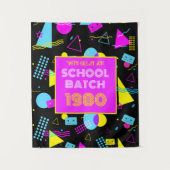 クラス懇親会レトロスクール80のスタイル タペストリー (正面)