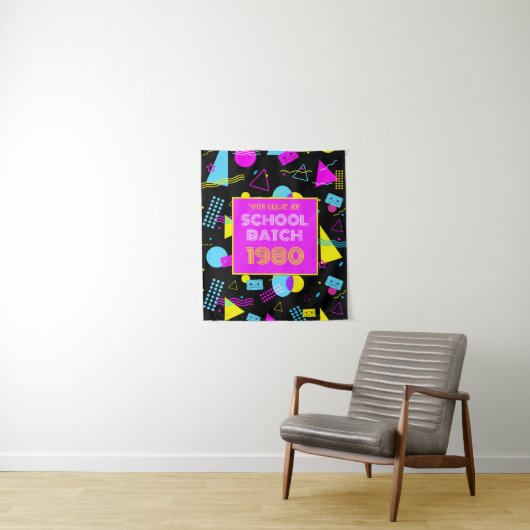 クラス懇親会レトロスクール80のスタイル タペストリー (インサイチュ)