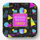 クラス懇親会レトロスクール80のスタイル ペーパープレート (正面)