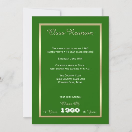 クラス懇親会任意の年緑 招待状 (正面)