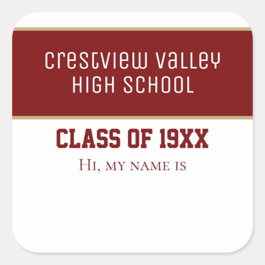 クラス懇親会名のシール スクエアシール (正面)