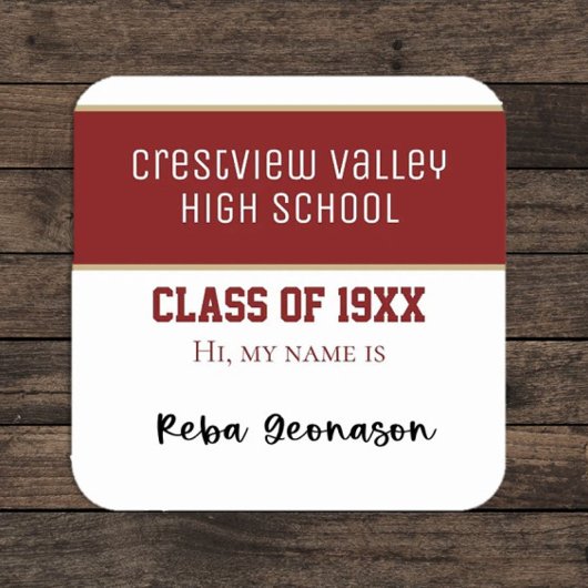 クラス懇親会名のシール スクエアシール