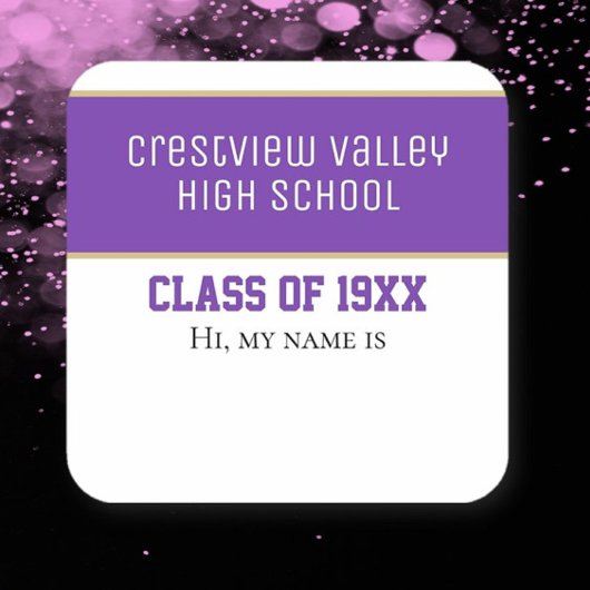 クラス懇親会名のシール スクエアシール