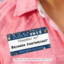 クラス懇親会名タグ金ゴールドスターズ青カスタム色