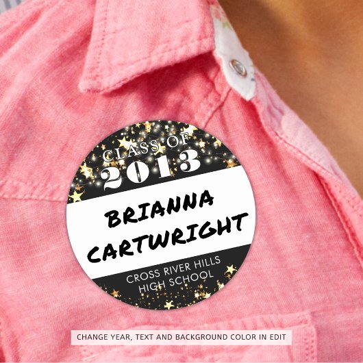 クラス懇親会名タグ金ゴールド星カスタム色 ラウンドシール