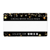 クラス懇親会名タグ金ゴールド星カスタム色 ラベル (正面)