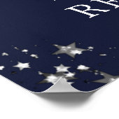 クラス懇親会年ウェルカムネイビーブルーシルバースターズ ポスター (角)