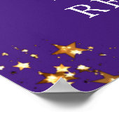 クラス懇親会年ウェルカムパープル金ゴールドスター ポスター (角)