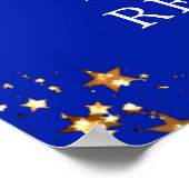 クラス懇親会年ウェルカム王室のブルー金ゴールドスター ポスター (角)