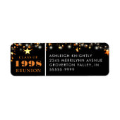 クラス懇親会年ブラックオレンジ金ゴールド星 ラベル (正面)