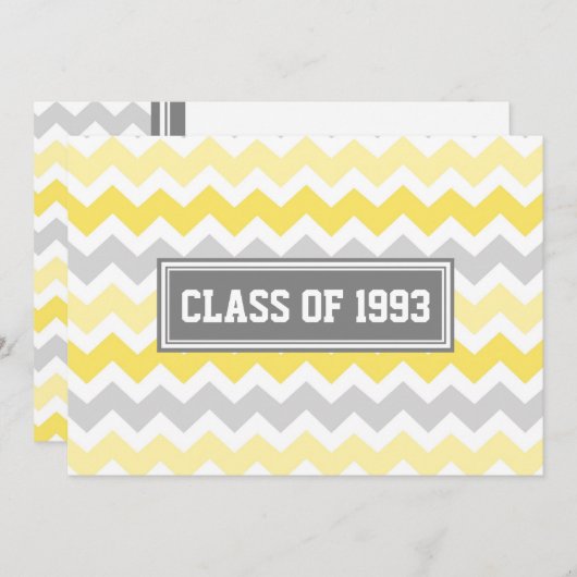 クラス懇親会招待状グレーイエローシェブロン 招待状 (正面/裏面)