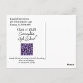 クラス懇親会日付の保存ラベンダーキャップQRコード ポストカード (裏面)