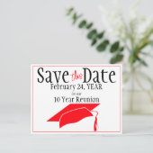 クラス懇親会日付の保存Red Grad Cap QRコード ポストカード (スタンド正面)