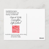 クラス懇親会日付の保存Red Grad Cap QRコード ポストカード (裏面)