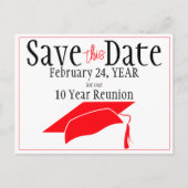 クラス懇親会日付の保存Red Grad Cap QRコード ポストカード (正面)