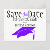 クラス懇親会日付を保存する紫色のキャップQRコード ポストカード (正面)