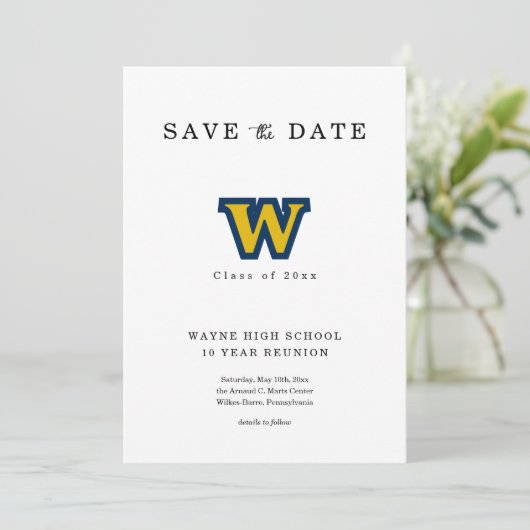 クラス懇親会日付カードをロゴ付きで保存 招待状 (スタンド正面)