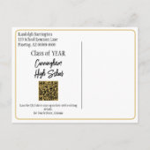 クラス懇親会日付黒金ゴールドQRコードの保存 ポストカード (裏面)