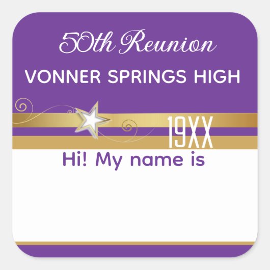 クラス懇親会時間！3"名前タグステッカー スクエアシール (正面)