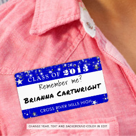 クラス懇親会王室のブルーシルバー名タグ ラベル