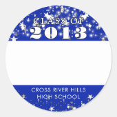 クラス懇親会王室のブルーシルバー星名タグ ラウンドシール (正面)