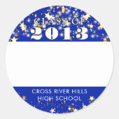 クラス懇親会王室のブルー金ゴールド星名タグ ラウンドシール (正面)