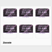 クラス懇親会紫色の名前タグステッカー スクエアシール (シート)