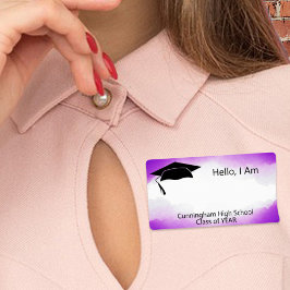 クラス懇親会紫色の水色名タグ ラベル