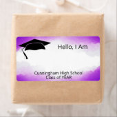 クラス懇親会紫色の水色名タグ ラベル (インサイチュ)