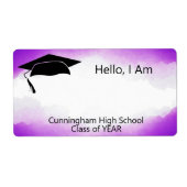 クラス懇親会紫色の水色名タグ ラベル (正面)