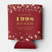 クラス懇親会赤金ゴールド星パーソナライズされた 缶クーラー (裏面)