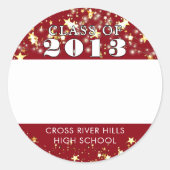 クラス懇親会赤金ゴールド星名タグ ラウンドシール (正面)