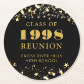 クラス懇親会金ゴールドスターライトカスタムライト色 ラウンドペーパーコースター (正面)